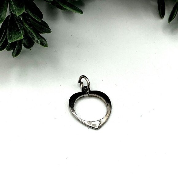 Vintage Sterling Silver Open Heart Pendant Charm 925 For Necklaces Or Bracelets - Picture 2 of 3